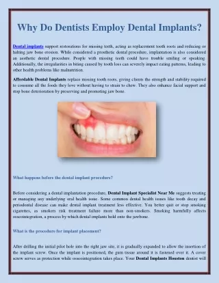 Why Do Dentists Employ Dental Implants?