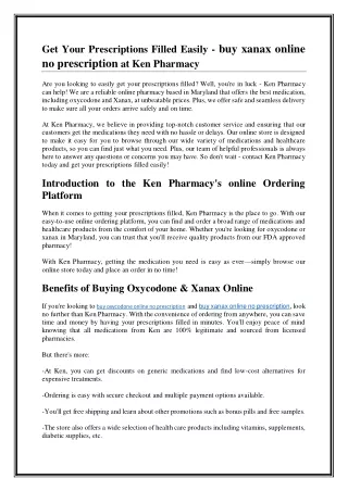 Buy xanax online no prescription at Ken Pharmacy