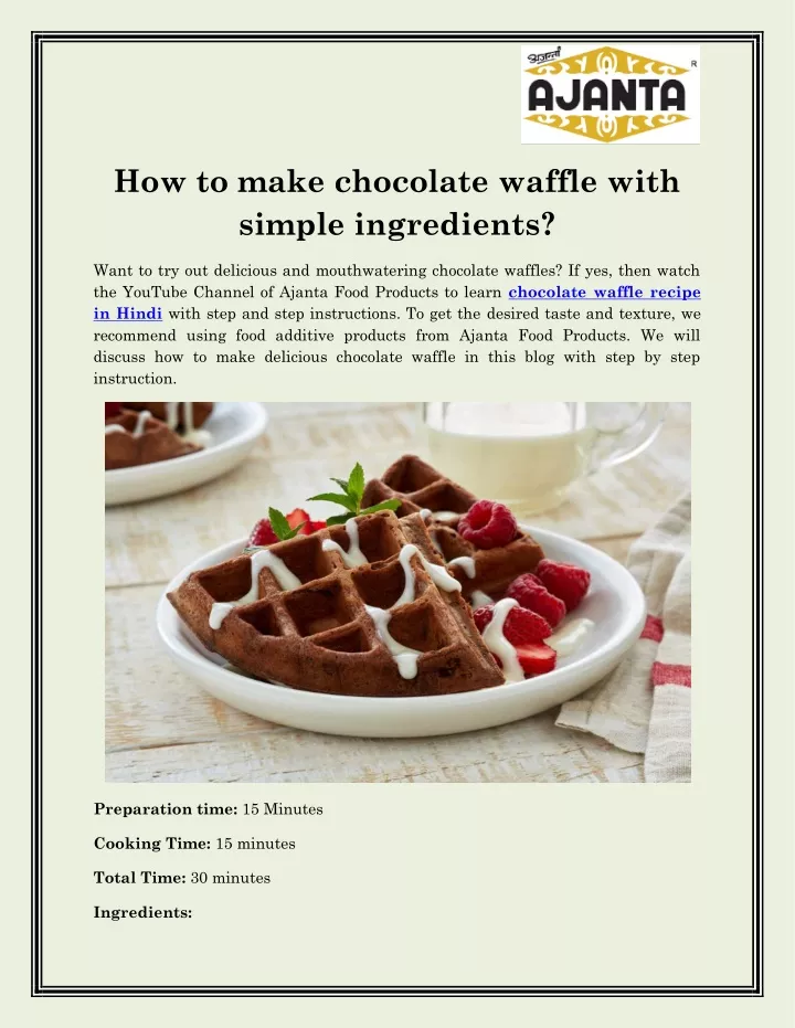 how to make chocolate waffle with simple