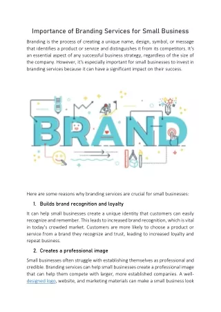 Importance of Branding Services for Small Business