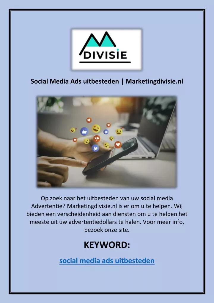 social media ads uitbesteden marketingdivisie nl