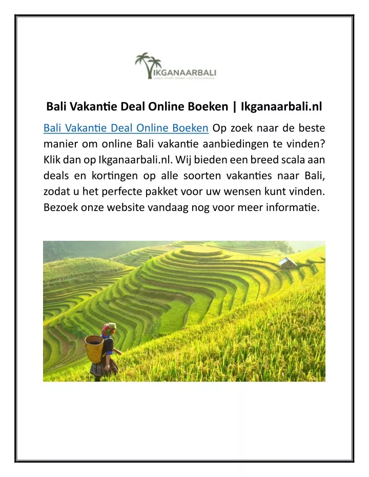 bali vakantie deal online boeken ikganaarbali nl