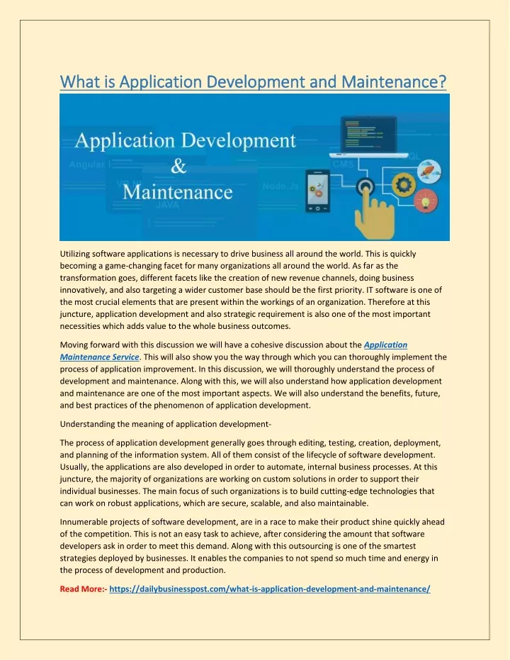 what is application development and maintenance
