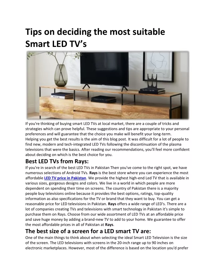 tips on deciding the most suitable smart led tv s