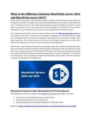 What is the difference between SharePoint server 2016 and SharePoint server 2019