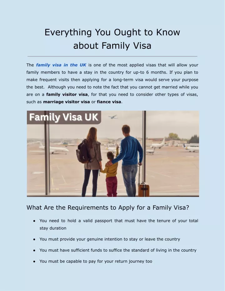 everything you ought to know about family visa