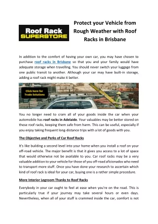 Protect your Vehicle from Rough Weather with Roof Racks in Brisbane