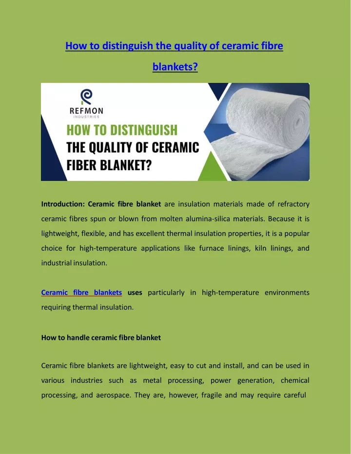 how to distinguish the quality of ceramic fibre