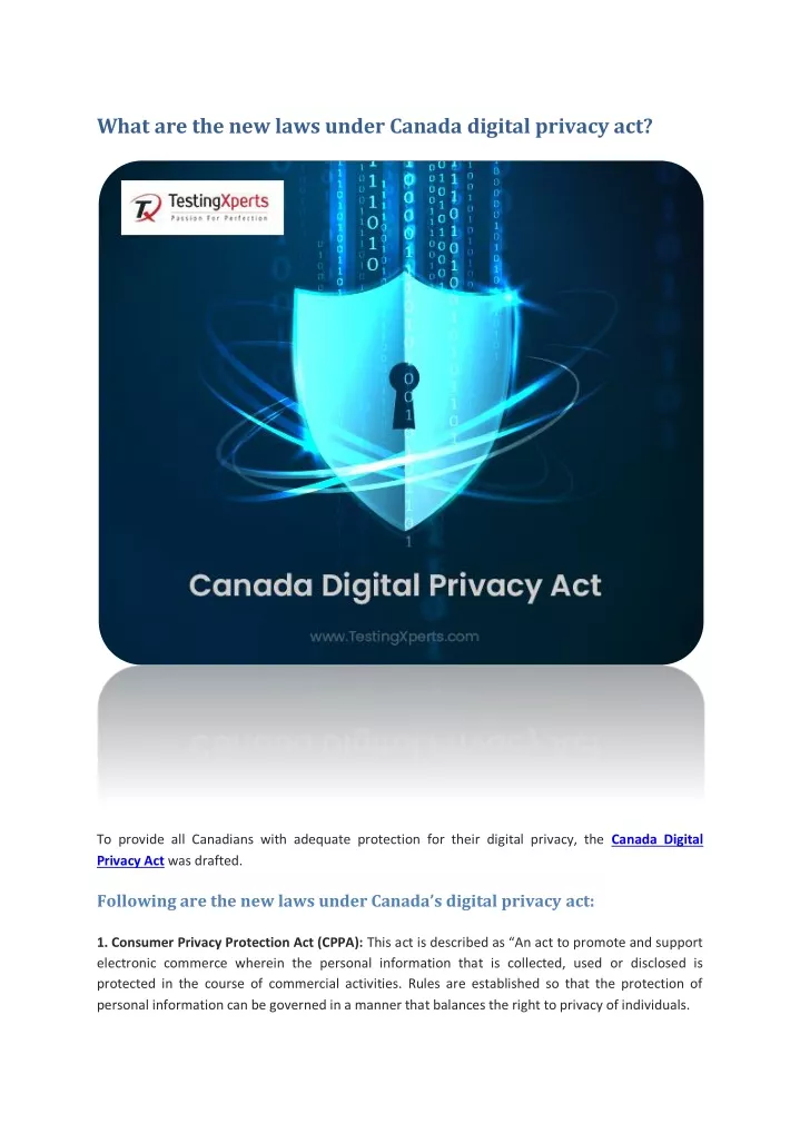 PPT What are the new laws under Canada Digital Privacy Act PowerPoint