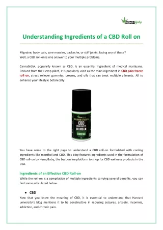 Understanding Ingredients of a CBD Roll on