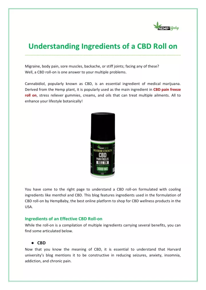 understanding ingredients of a cbd roll on