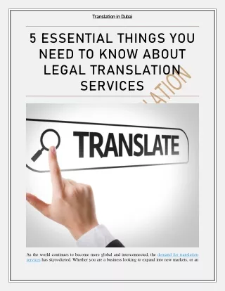 5 Essential Things You Need To Know About Legal Translation Services