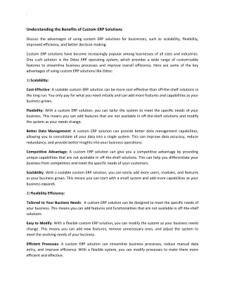 Custome ERP Advantages