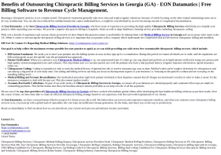 Benefits of Outsourcing Chiropractic Billing Services in Georgia (GA) - EON Data