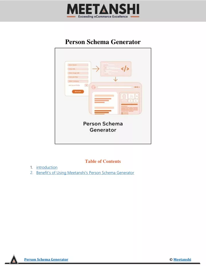 person schema generator table of contents