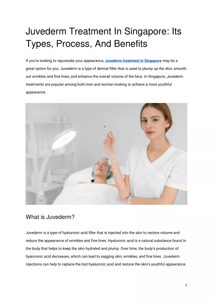 juvederm treatment in singapore its types process