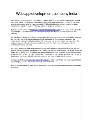 Web app development company India