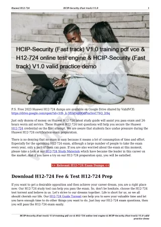 HCIP-Security (Fast track) V1.0 training pdf vce & H12-724 online test engine & HCIP-Security (Fast track) V1.0 valid pr