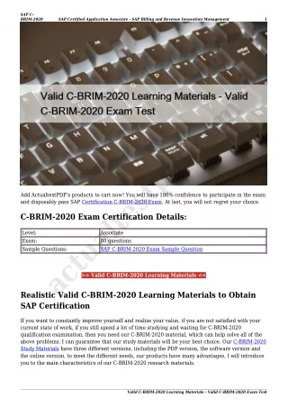 Valid C-BRIM-2020 Learning Materials - Valid C-BRIM-2020 Exam Test