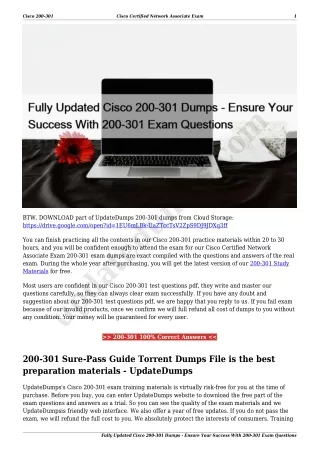 Fully Updated Cisco 200-301 Dumps - Ensure Your Success With 200-301 Exam Questions