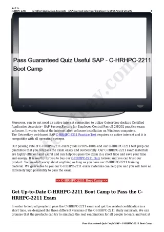 Pass Guaranteed Quiz Useful SAP - C-HRHPC-2211 Boot Camp