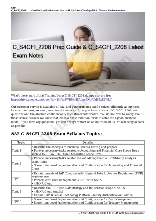 C_S4CFI_2208 Prep Guide & C_S4CFI_2208 Latest Exam Notes