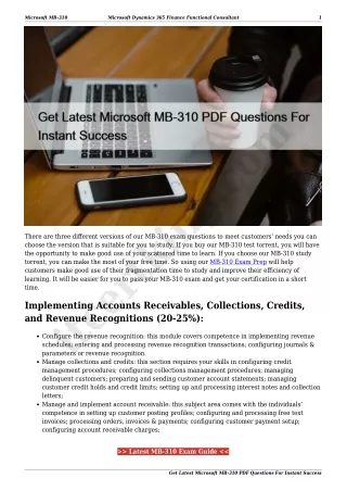 Get Latest Microsoft MB-310 PDF Questions For Instant Success