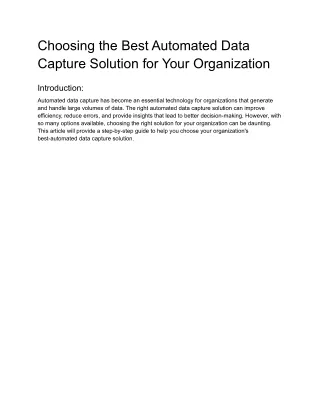 Choosing the Best Automated Data Capture Solution for Your Organization