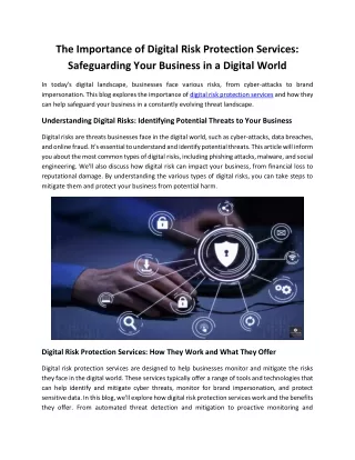 The Importance of Digital Risk Protection Services