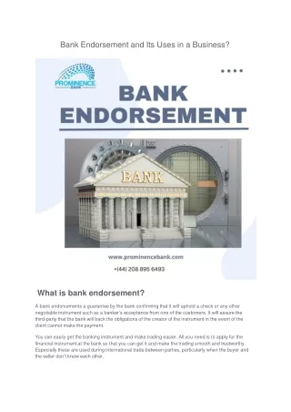 Bank Endorsement and Its Uses in a Business?