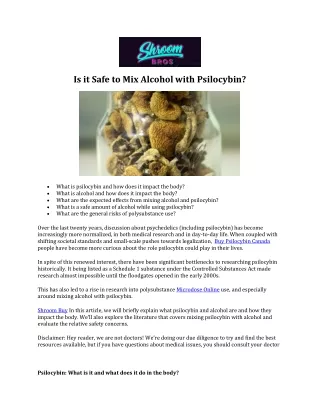 Is it Safe to Mix Alcohol with Psilocybin