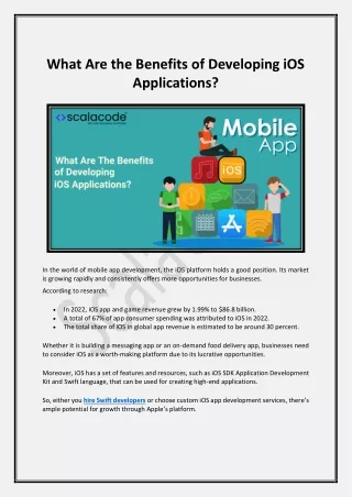 What Are the Benefits of Developing iOS Applications?