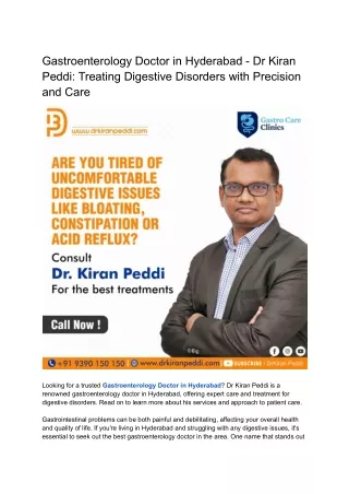 Gastroenterology Doctor in Hyderabad - Dr Kiran Peddi_ Treating Digestive Disorders with Precision and Care