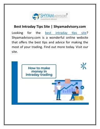 best intraday tips site shyamadvisory com