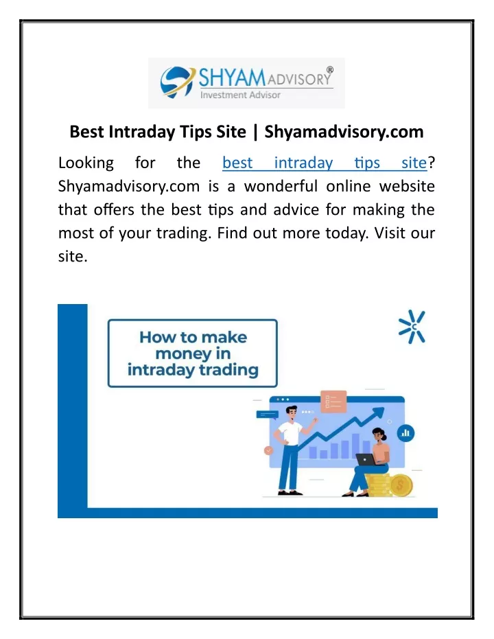 best intraday tips site shyamadvisory com