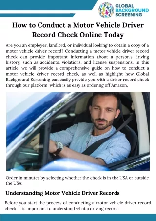 How to Conduct a Motor Vehicle Driver Record Check Online Today