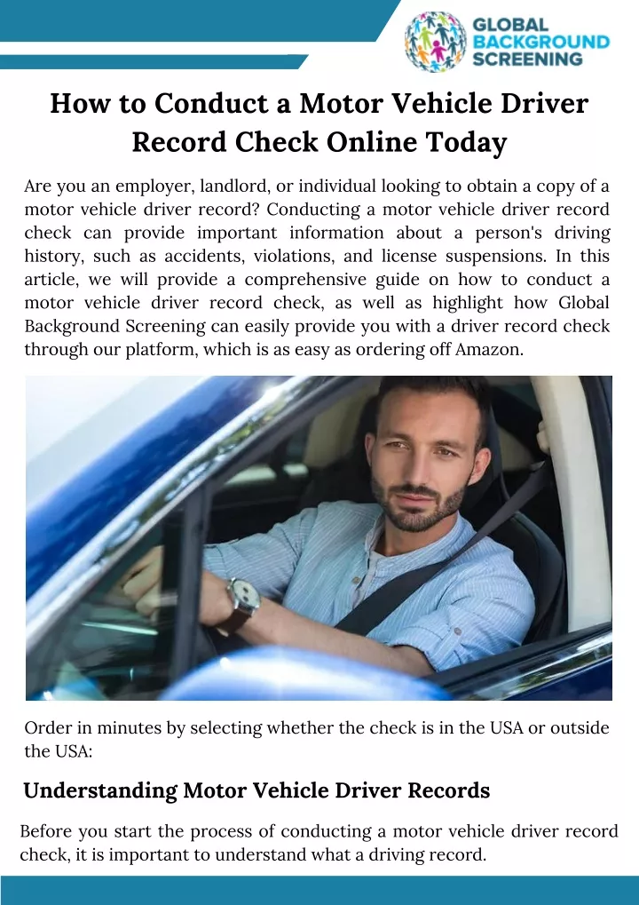 how to conduct a motor vehicle driver record