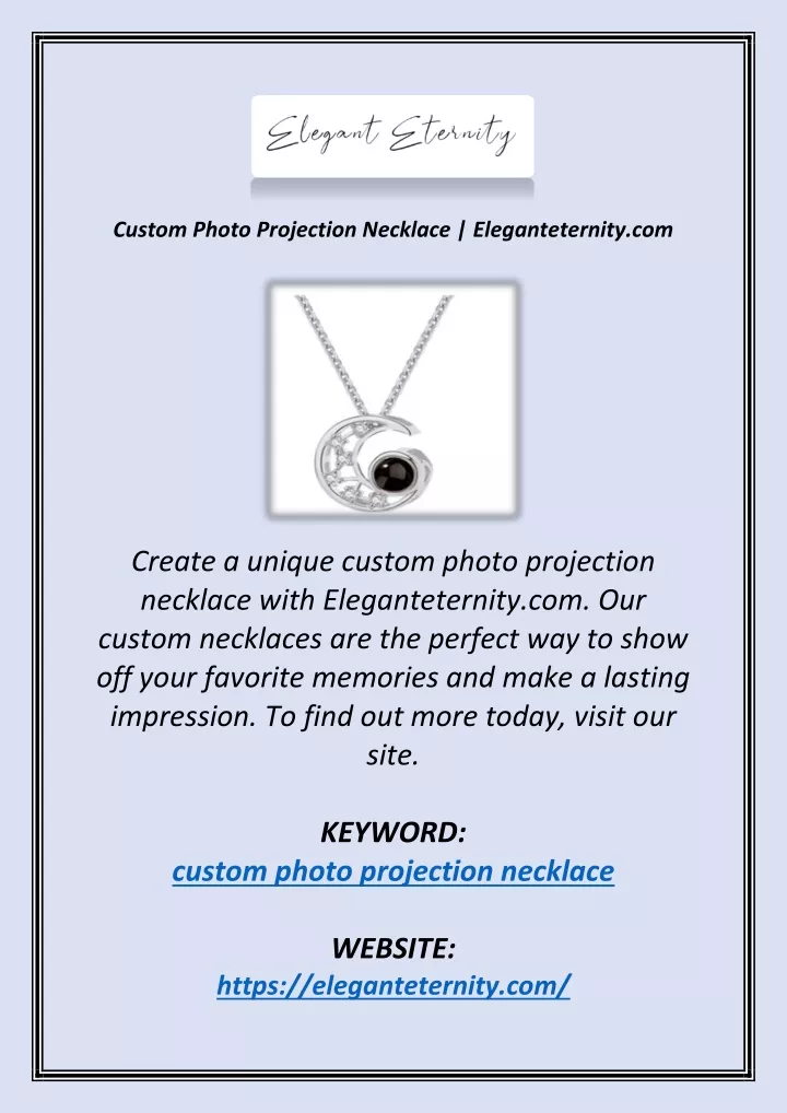 custom photo projection necklace eleganteternity