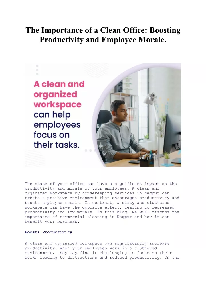 the importance of a clean office boosting