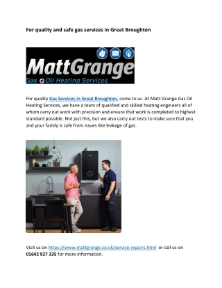 For quality and safe gas services in Great Broughton