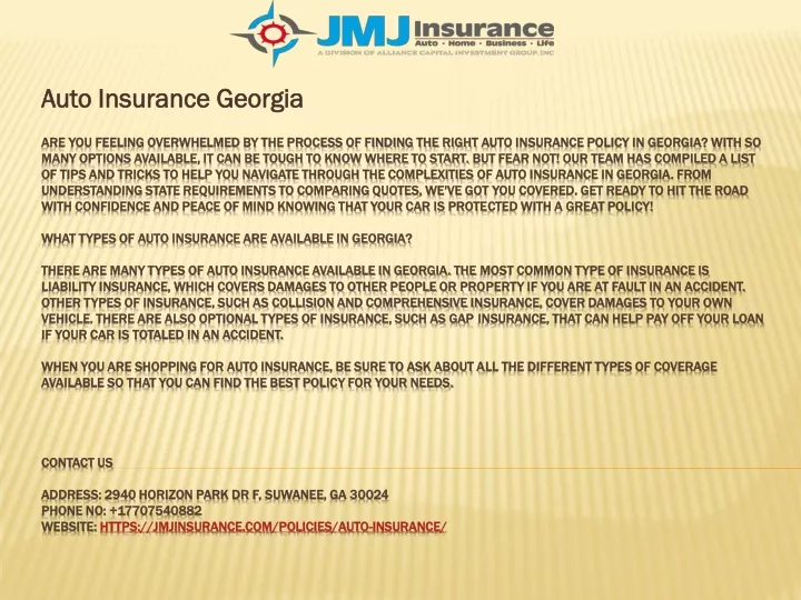 PPT - Auto Insurance Georgia PowerPoint Presentation, free download