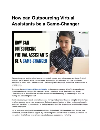 how can outsourcing virtual assistants be a game