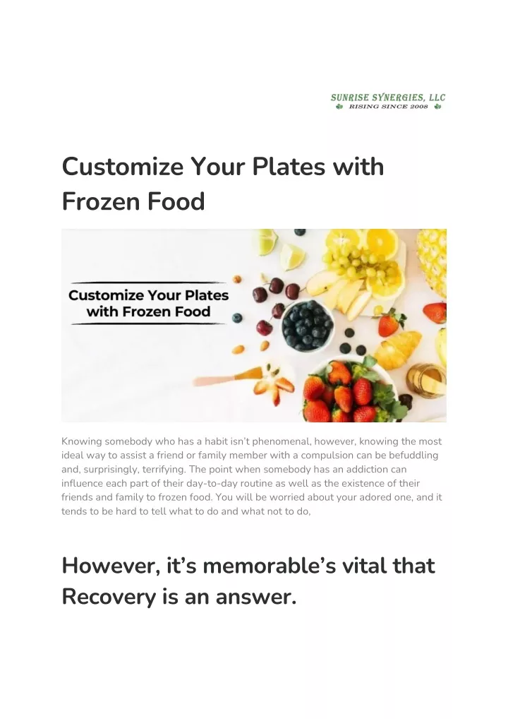 customize your plates with frozen food