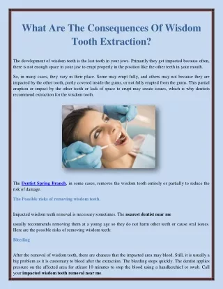What Are The Consequences Of Wisdom Tooth Extraction?