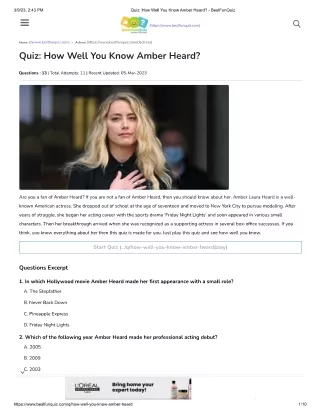 How Well You Know Amber Heard?