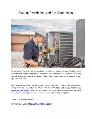 Responsibilities an HVAC Maintenance SW Florida