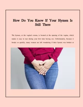 How Do You Tell If Your Hymen Is Still Present
