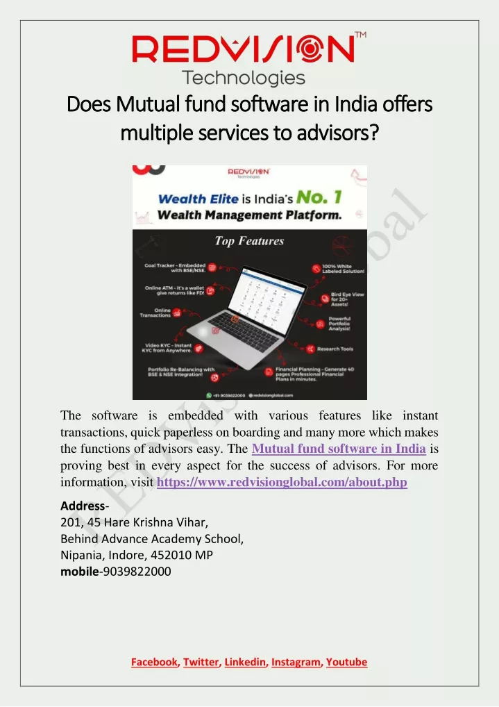 does mutual fund software in india offers does