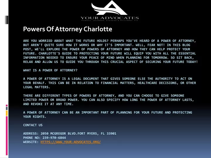 powers of attorney charlotte