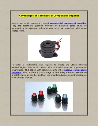 advantages of commercial component supplier